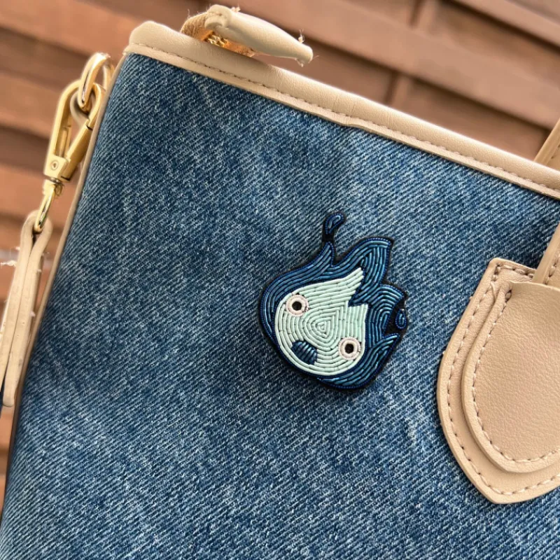 Pins*Maison Ghibli Embroidered Jewel Brooch Blue Calcifer - Howl’s Moving Castle