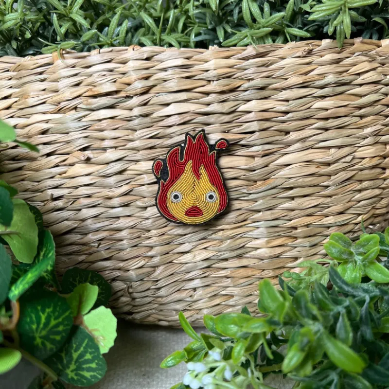 Pins*Maison Ghibli Embroidered Jewel Brooch Yellow Calcifer - Howl’s Moving Castle