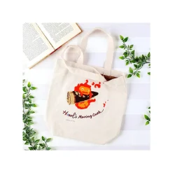 Bags*Maison Ghibli Embroidery Canvas Tote bag Calcifer In A Hurry - Howl's Moving Castle