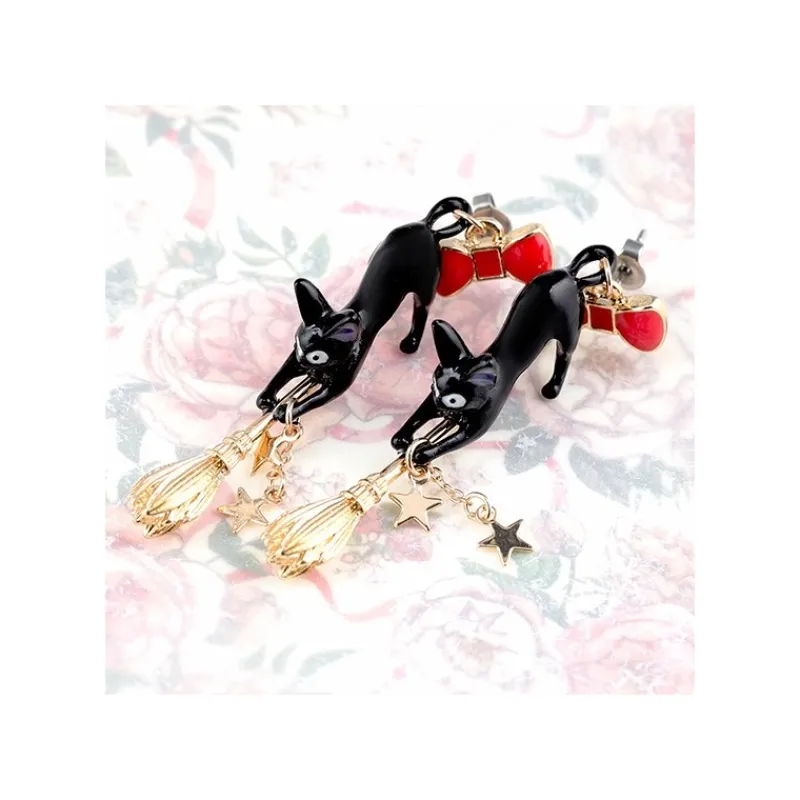 Jewellery*Maison Ghibli Jiji With Broom Pierced Earrings - Kiki's Delivery Service