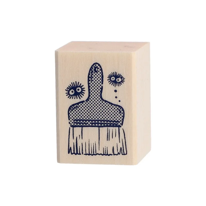 Small Equipment*Maison Ghibli Kurosuke & Paintbrush Wood stamp - My Neighbor Totoro