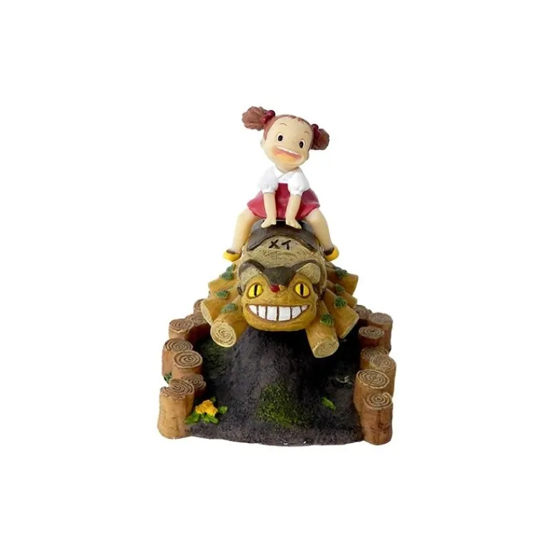 Statues*Maison Ghibli MINI FIGURE MEI AND CAT BUS WOODEN HOUSE - MY NEIGHBOR TOTORO