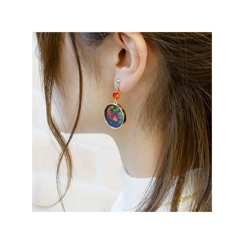 Jewellery*Maison Ghibli STAINED GLASS SERIES - EARRINGS CALCIFER- HOWL'S MOVING CASTLE