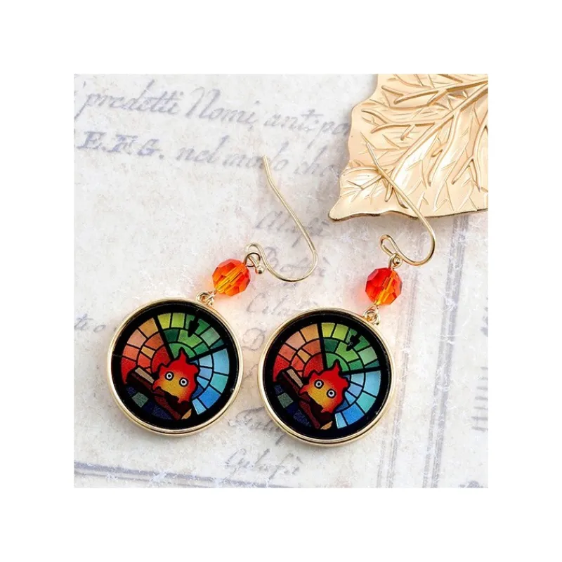 Jewellery*Maison Ghibli STAINED GLASS SERIES-PIERCED EARRINGS CALCIFER -HOWL'S MOVING CASTLE