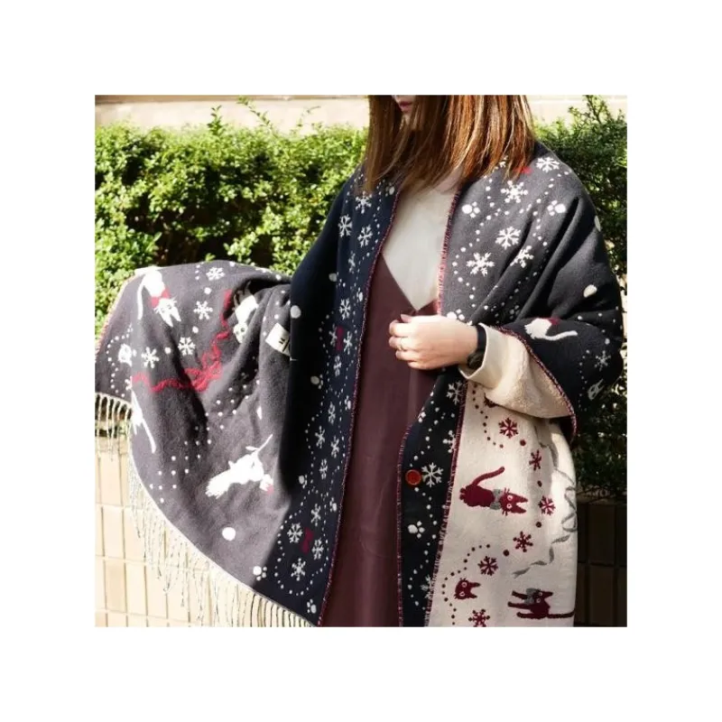 Outfits*Maison Ghibli STOLE WITH BUTTON KIKI SNOWING CITY - KIKI’S DELIVERY SERVICE