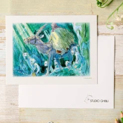 Postcards And Letter Papers*Maison Ghibli Watercolour Greeting cards 24 x 15,8 cm Ashitaka in the forest - Prin