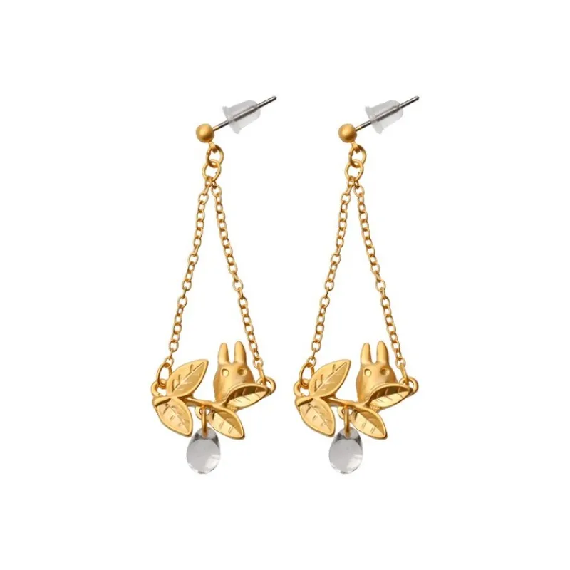 Jewellery*Maison Ghibli White Totoro Earring Hidden In A Leaf - My Neighbor Totoro